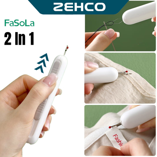 FaSoLa 2 In 1 Needle Threader & Seam Ripper Portable Sewing Tools Craft Thread Cutter 二合一多功能穿线器拆线器