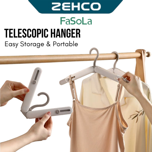 FaSoLa 1pcs Telescopic Hanger Adjustable Length Foldable Cloth Hanger Travel Hanger Baju Baby 折叠伸缩衣架