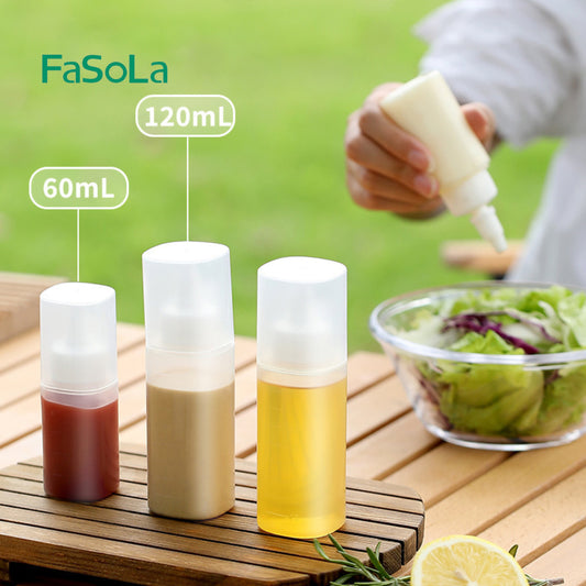 FaSoLa 2pcs Squeeze Bottle Sauce Bottle Dispenser Ketchup Salad Dressing Container Refillable Anti-Leak Sos Botol 酱料瓶