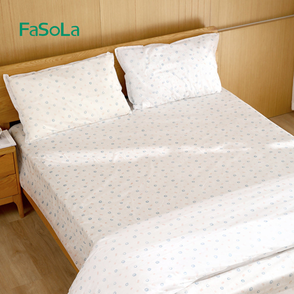 FaSoLa Disposable Bed Sheet Pillow Case Cover Travel Pack Queen Size for Hotel Spa Tuala Tilam Travel一次性旅行床单枕套