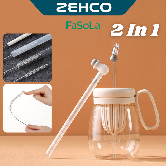 FaSoLa 2 In 1 Straw Brush Baby Bottle Clean Extended Cup Brush / Berus Jerami Berus Cawan Botol Bayi Dipanjangkan Bersih