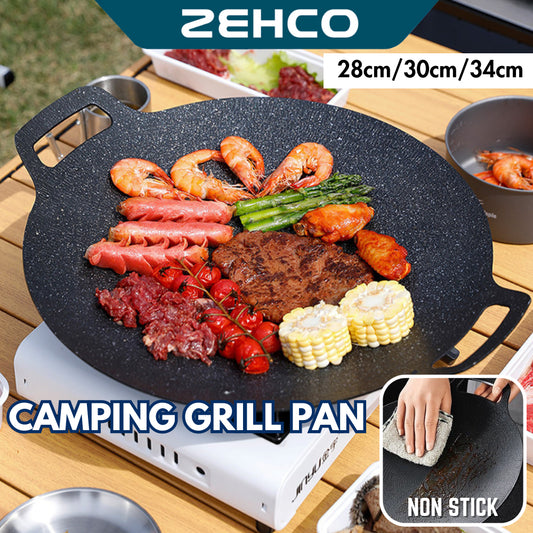 Korea Non Stick Grill Pan Outdoor BBQ Grill Pan Fry Cook Portable Camping Cookware Wok 户外烤盘韩式烤盘