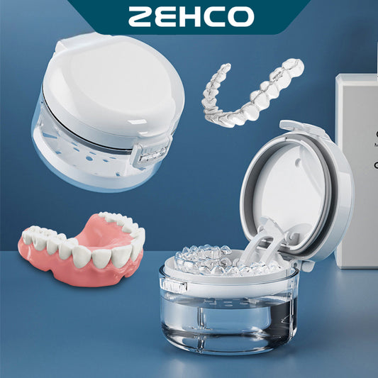 Denture Storage Box Soak Cleaning Orthodontic Retainer Case Portable Braces Storage Box 隐形牙套盒假牙盒