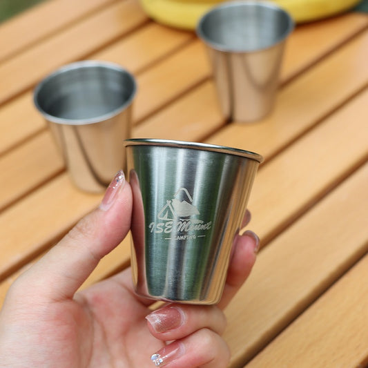 4pcs Camping Cup Set 304 Stainless Steel with Storage Bag 80ml Portable Water Cup Tea Coffee Mug