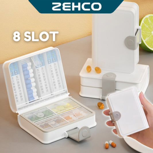 8-Compartment Medicine Box Portable Pill Case Sealed Moisture-Proof Medicine Splitter Box 8格药盒