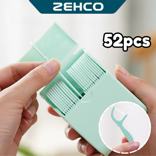 Dental Floss Picks 52PCS/Box Tooth Cleaning Floss Refillable Toothpick Floss Pick Oral Care 一次性牙线棒