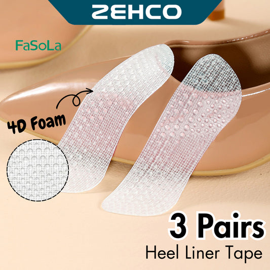 FaSoLa 3 Pairs Heel Liners Tape Adhesive 4D Foam Comfortable Tape Shoe Heel Tape 防磨脚贴高跟鞋防滑贴