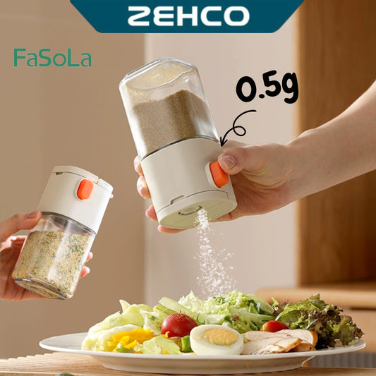 FaSoLa 2 In 1 Seasoning Bottle Dispenser Glass 180ml 50g One Press Salt Seasoning Container 盐罐调料罐